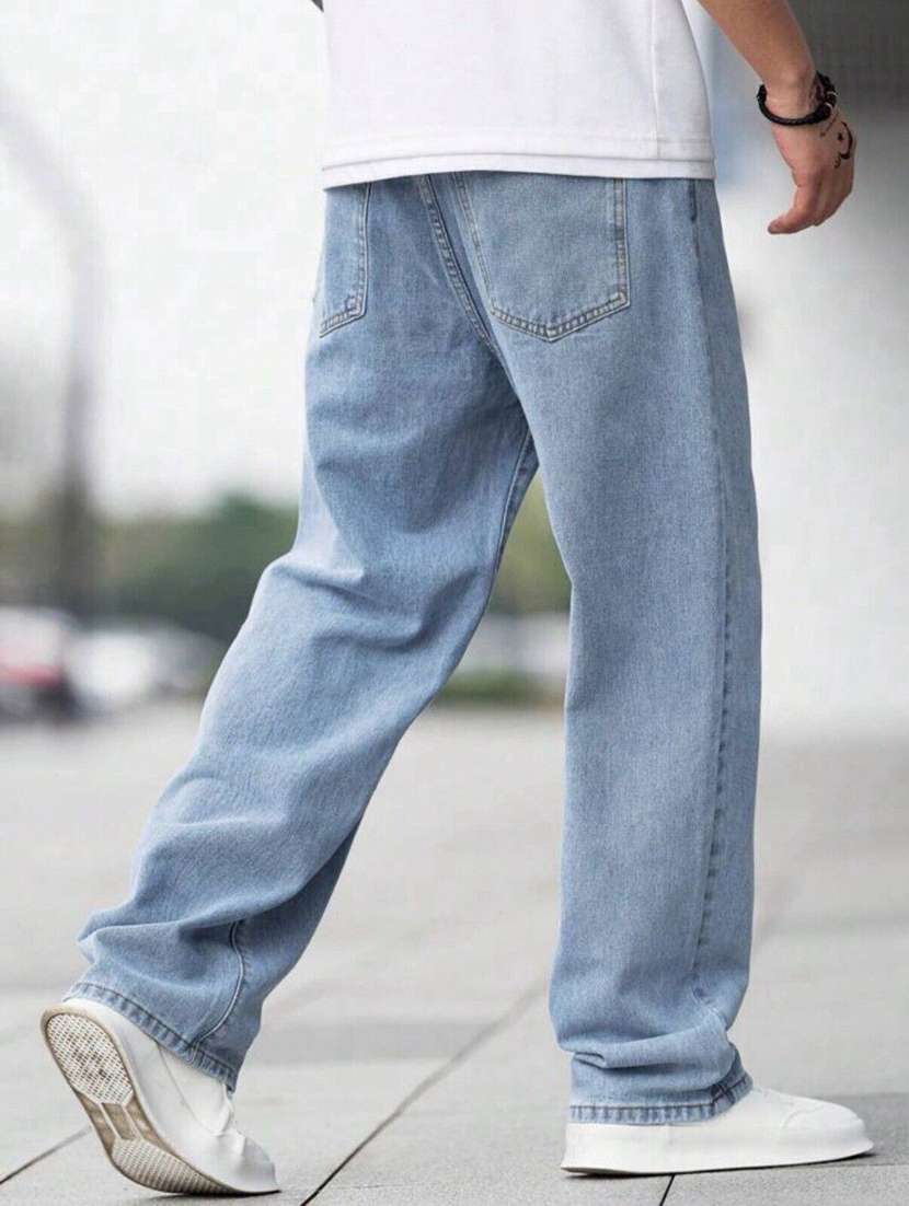 men plain mid rise full length jeans - 22353617 -  Standard Image - 2