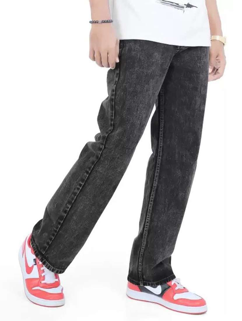 men plain mid rise full length jeans