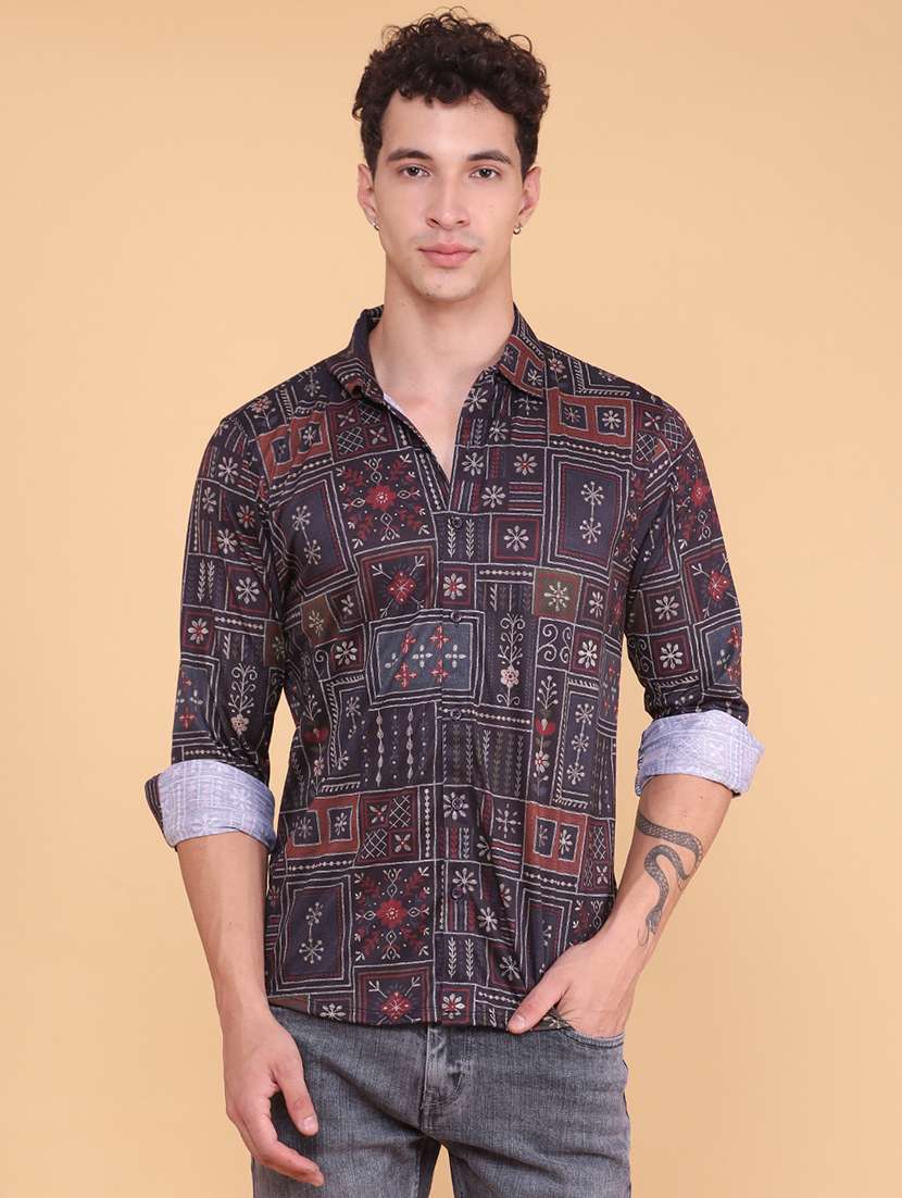 men printed long sleeve regular fit casual shirt - 22353796 -  Standard Image - 2