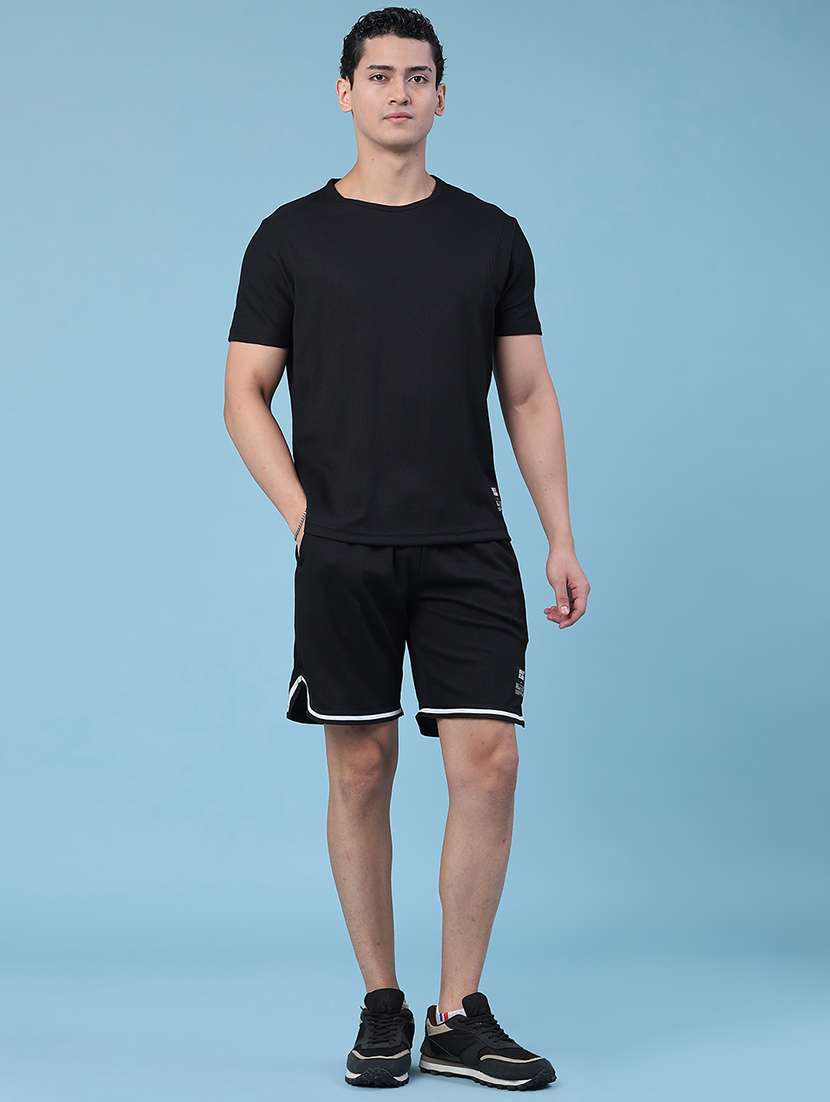men self design round neck t-shirt and shorts co-ord set - 22353819 -  Standard Image - 2