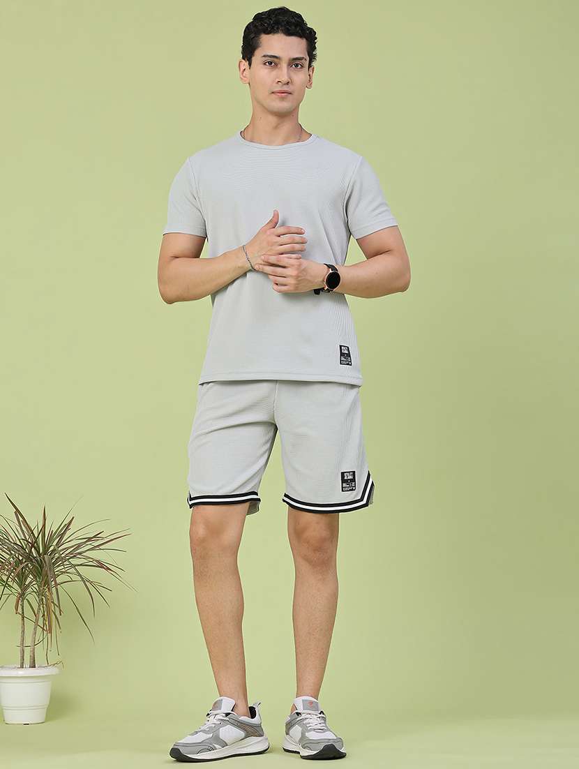 men self design round neck t-shirt and shorts co-ord set - 22353820 -  Standard Image - 2
