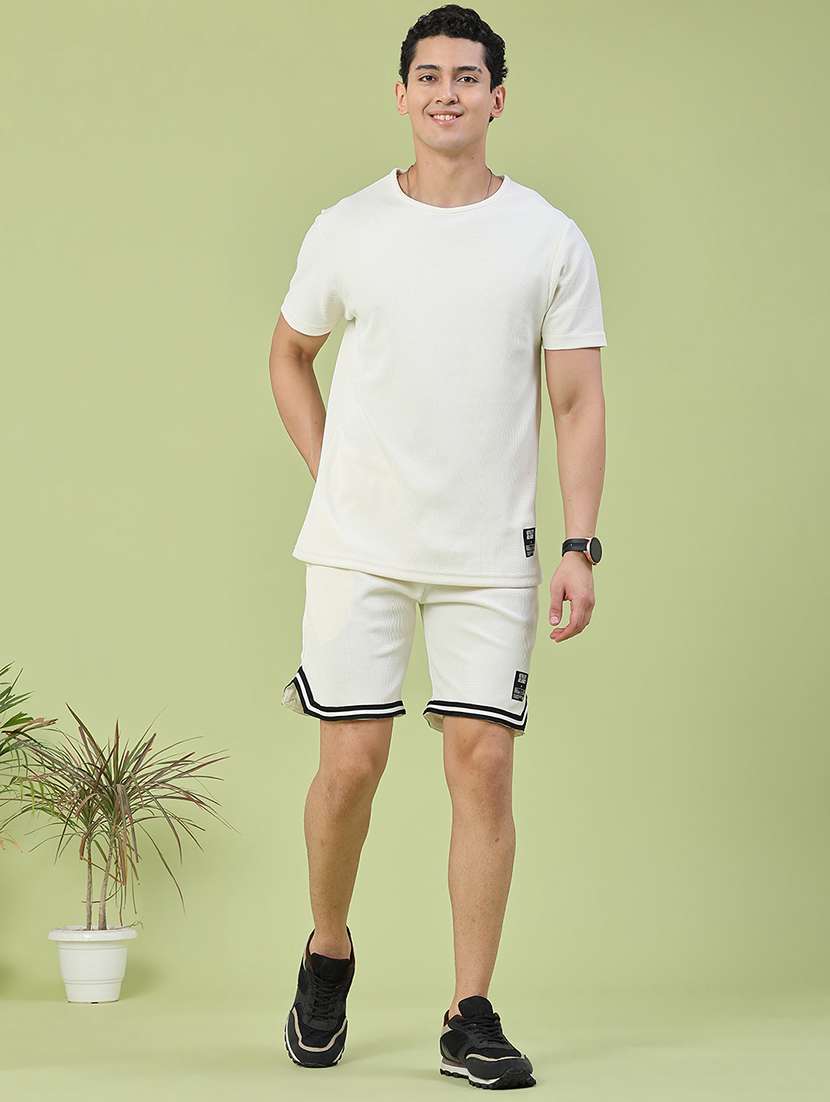men self design round neck t-shirt and shorts co-ord set - 22353821 -  Standard Image - 2