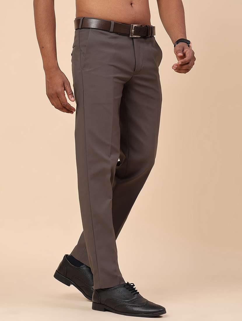 grey cotton flat front trousers formal - 22353878 -  Standard Image - 2