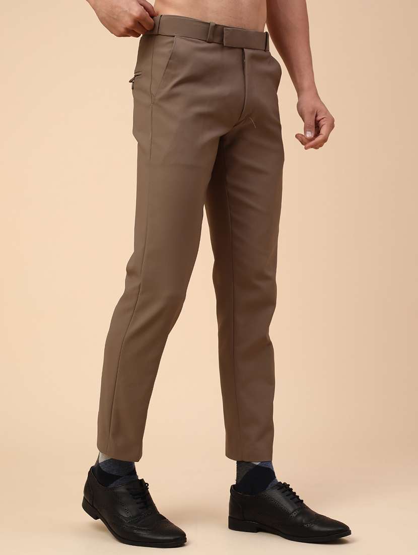 brown cotton flat front trousers formal - 22353879 -  Standard Image - 2