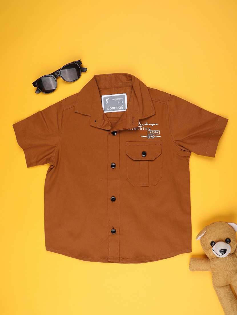 boys printed short sleeve collared shirt