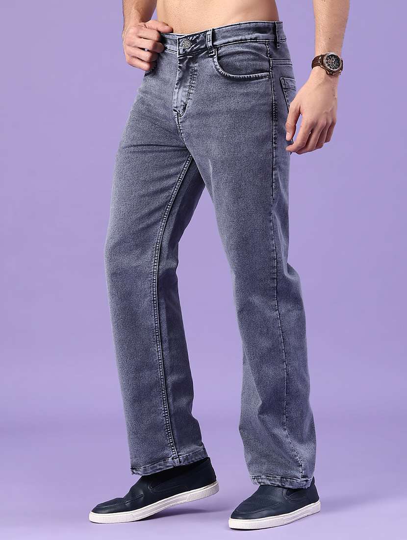 men plain mid rise full length straight jeans - 22354106 -  Standard Image - 2