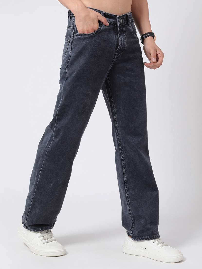 men plain mid rise full length straight jeans - 22354108 -  Standard Image - 2