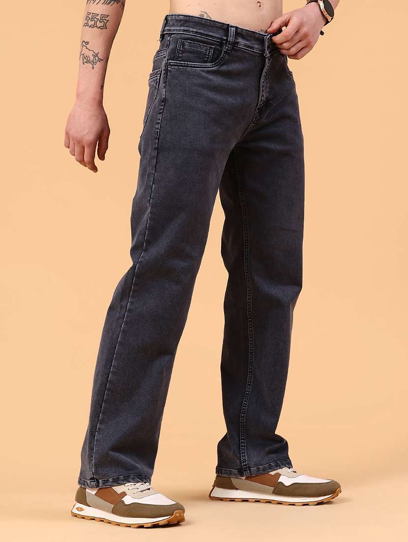 men plain mid rise full length straight jeans - 22354110 -  Standard Image - 2