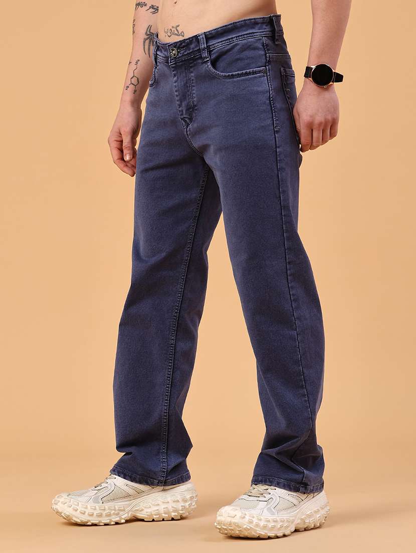 men plain mid rise full length straight jeans - 22354120 -  Standard Image - 2