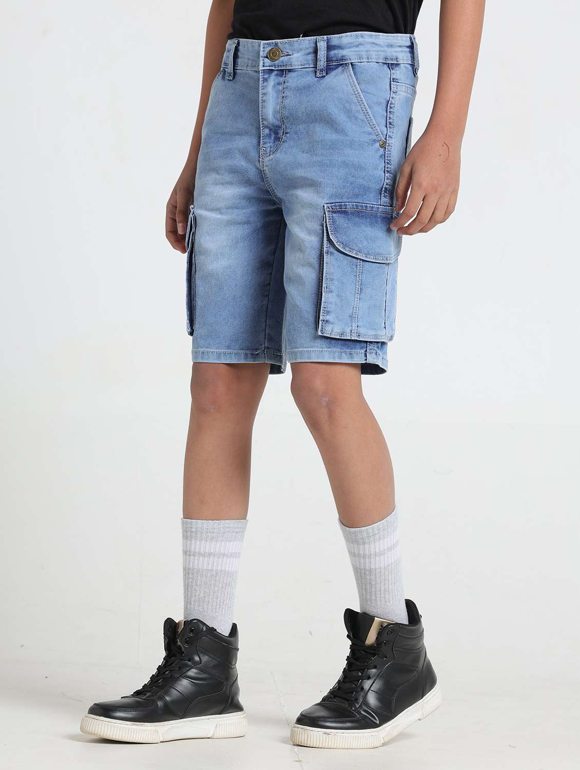 boys solid mid rise cargo shorts  - 22354297 -  Standard Image - 2