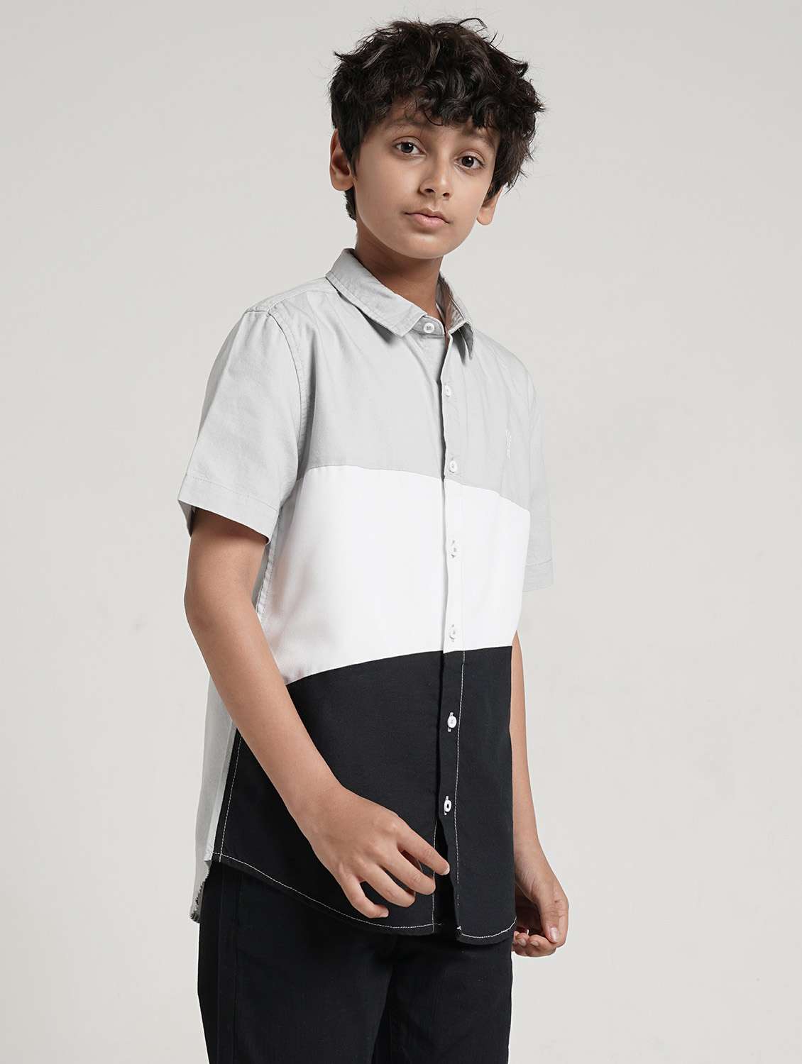 boys color blocked collared short sleeve shirt - 22354303 -  Standard Image - 2