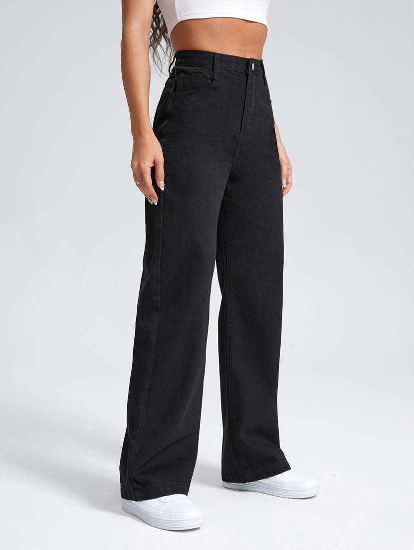 women solid high rise wide leg jeans - 22354526 -  Standard Image - 2