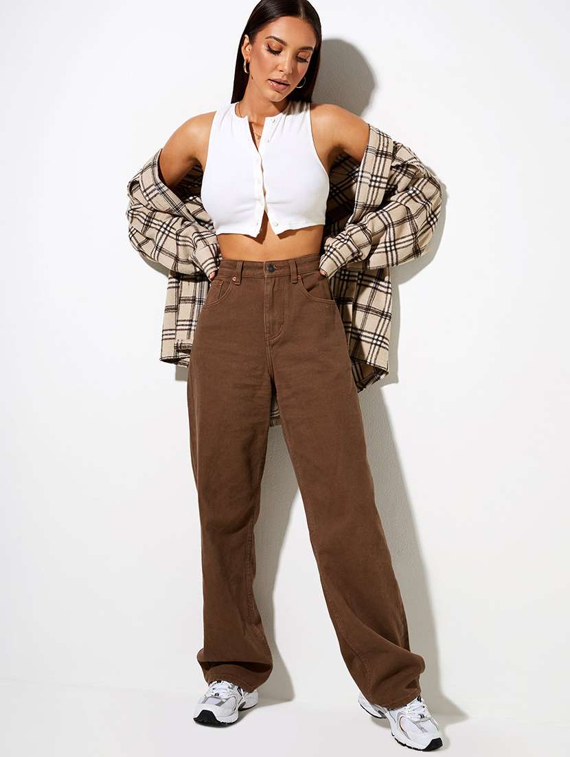 women solid high rise relaxed fit jeans - 22354529 -  Standard Image - 2