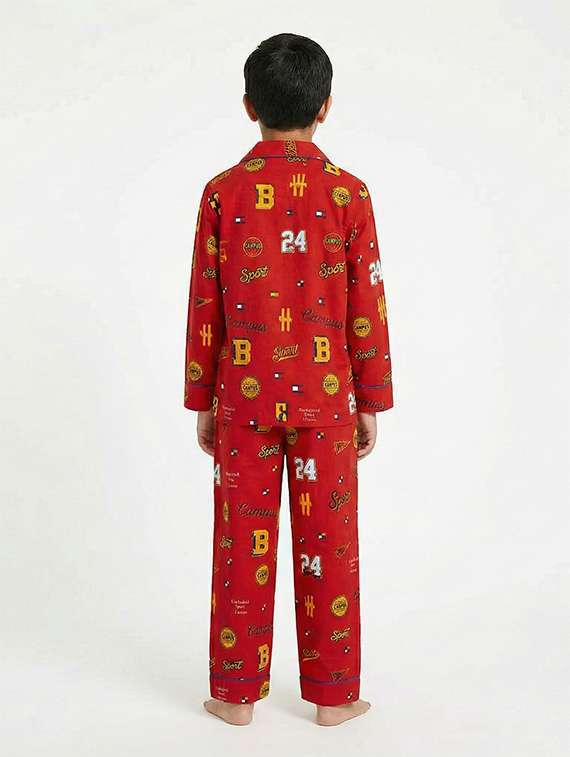 boys printed long sleeve nightwear pyjama set - 22354539 -  Standard Image - 2