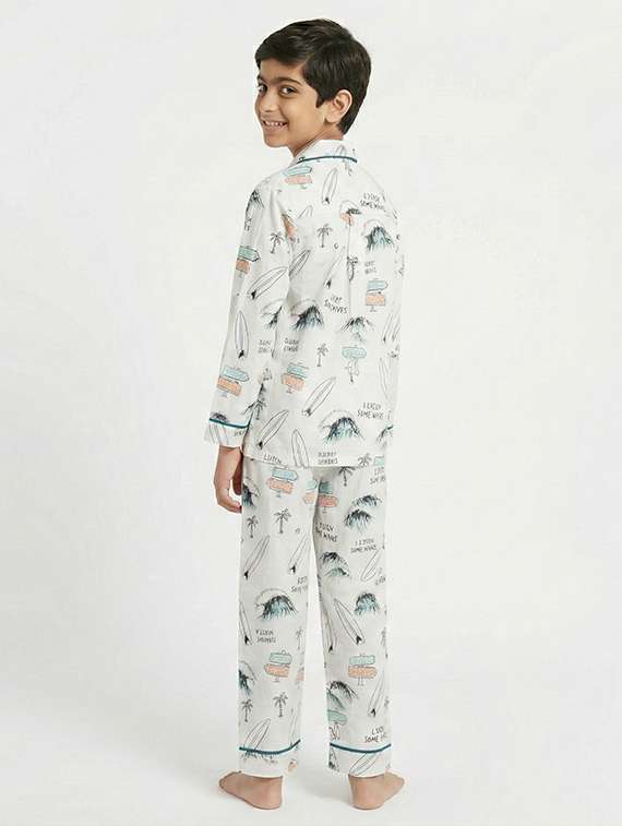 boys printed long sleeve nightwear pyjama set - 22354542 -  Standard Image - 2