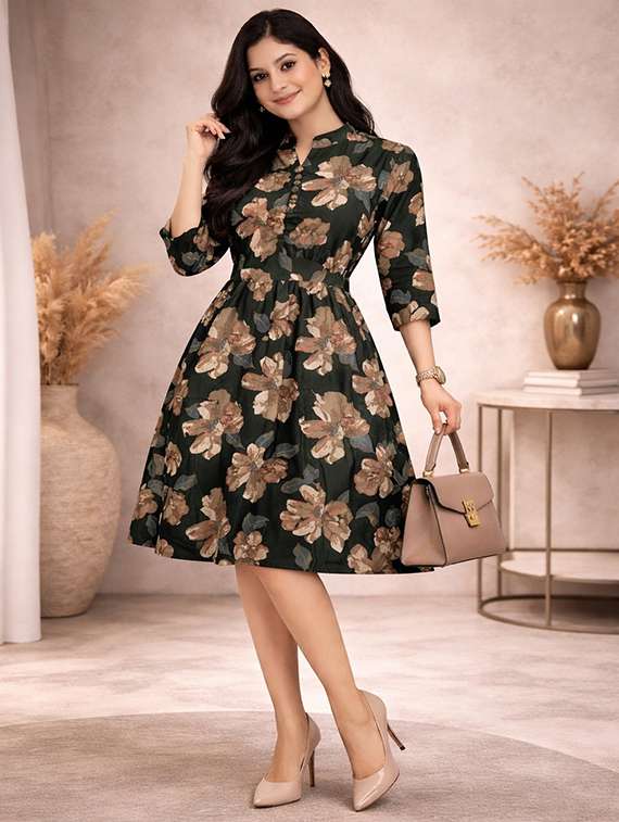 women floral print fit and flared dress - 22354544 -  Standard Image - 2