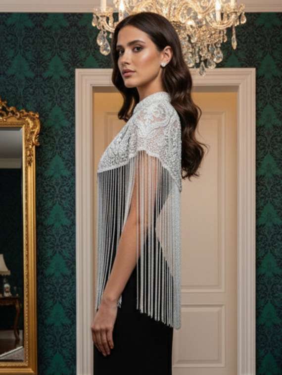 women embellished net cape - 22354551 -  Standard Image - 2