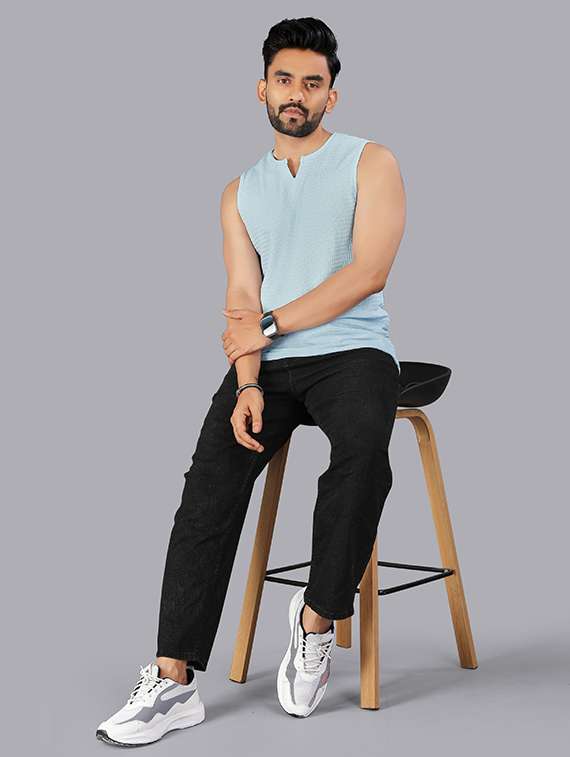 Men Textured Sleeveless T-shirt - 22354564 -  Standard Image - 2