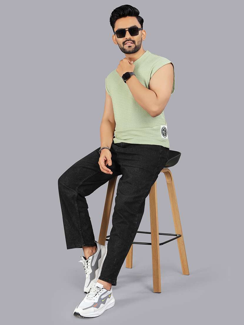 men self design sleeveless round neck t-shirt - 22355340 -  Standard Image - 2