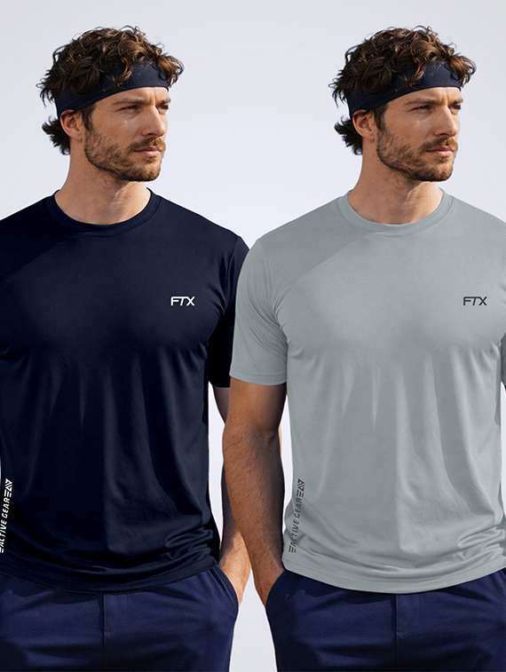 men pack of 2 solid short sleeve sports t-shirt