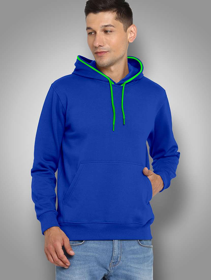 men solid long sleeve hooded sweatshirt