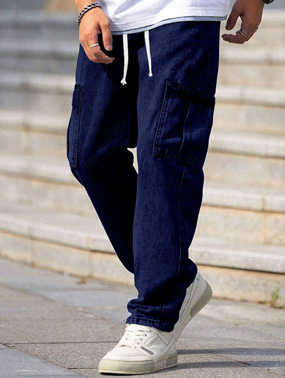 men solid mid rise cargo - 22355758 -  Standard Image - 2