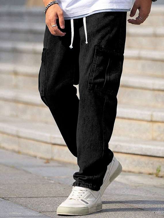 men solid mid rise cargo - 22355760 -  Standard Image - 2