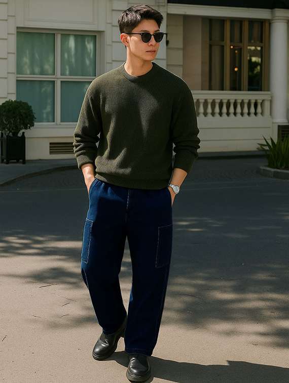 men solid mid rise cargo - 22355762 -  Standard Image - 2