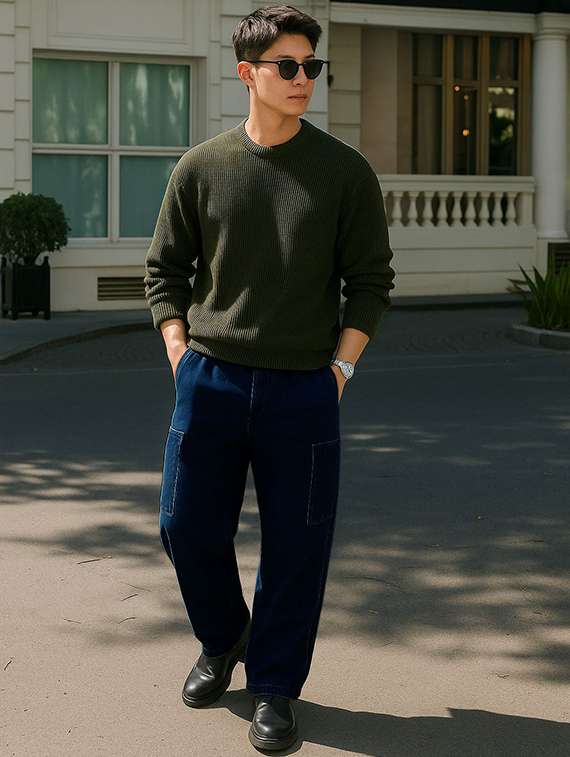 men solid mid rise cargo - 22355763 -  Standard Image - 2