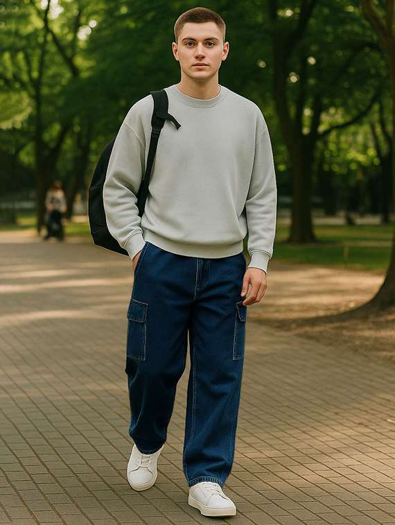 men solid mid rise cargo - 22355770 -  Standard Image - 2