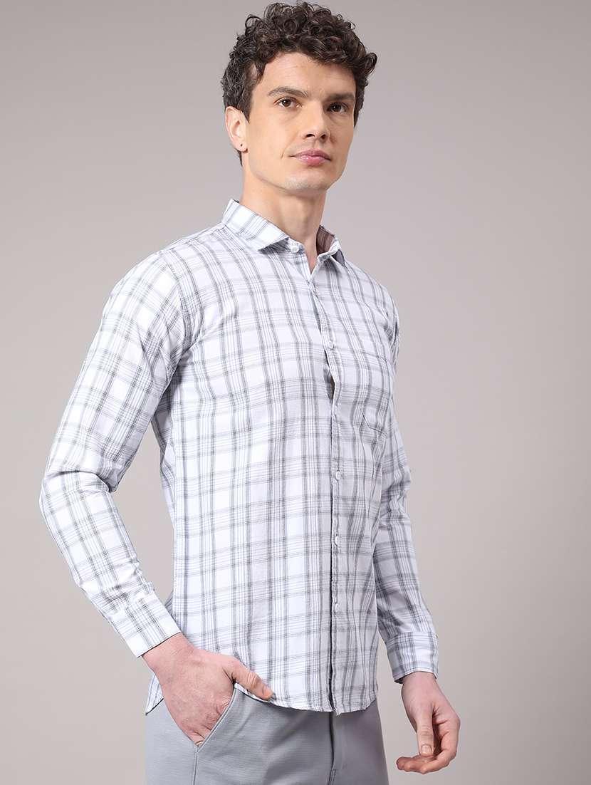 men checkered long sleeve slim fit casual shirt - 22355992 -  Standard Image - 2