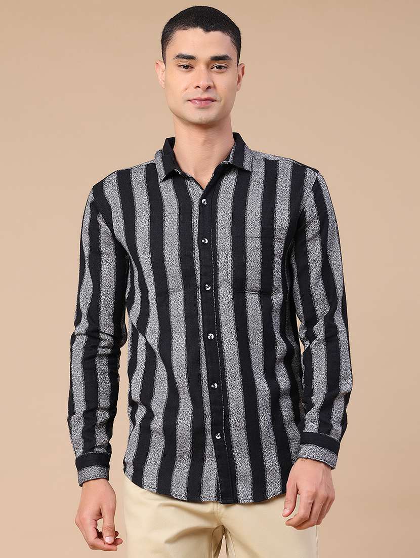 men striped long sleeve slim fit casual shirt - 22355999 -  Standard Image - 2