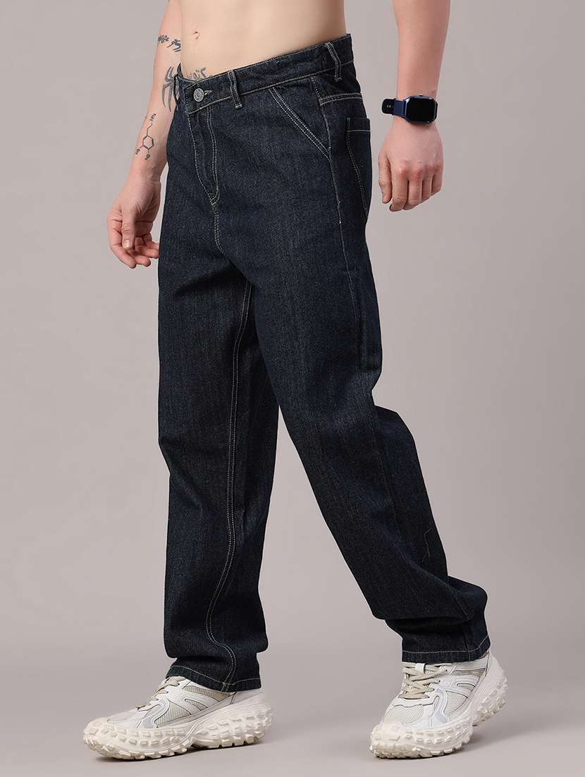 men plain mid rise full length relaxed fit jeans - 22356069 -  Standard Image - 2