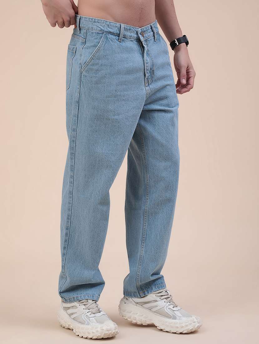 men plain mid rise full length relaxed fit jeans - 22356070 -  Standard Image - 2