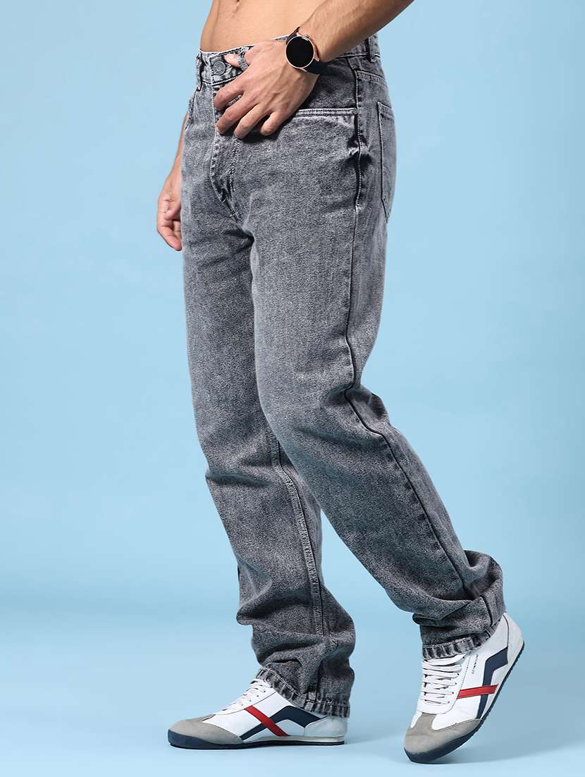 men plain mid rise full length straight jeans - 22356079 -  Standard Image - 2