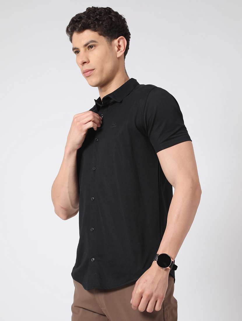 men solid short sleeve slim fit casual shirt - 22356081 -  Standard Image - 2