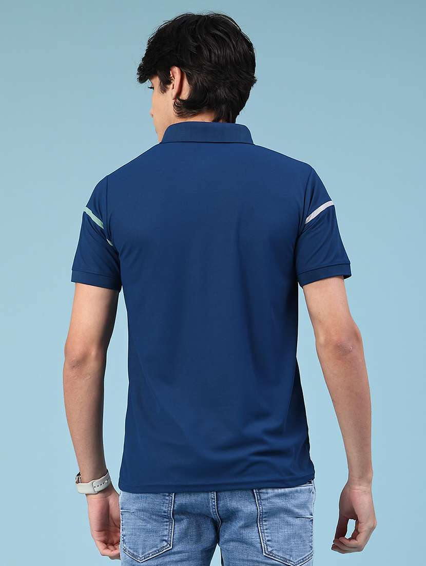 blue cotton blend color block tshirt - 22356221 -  Standard Image - 2