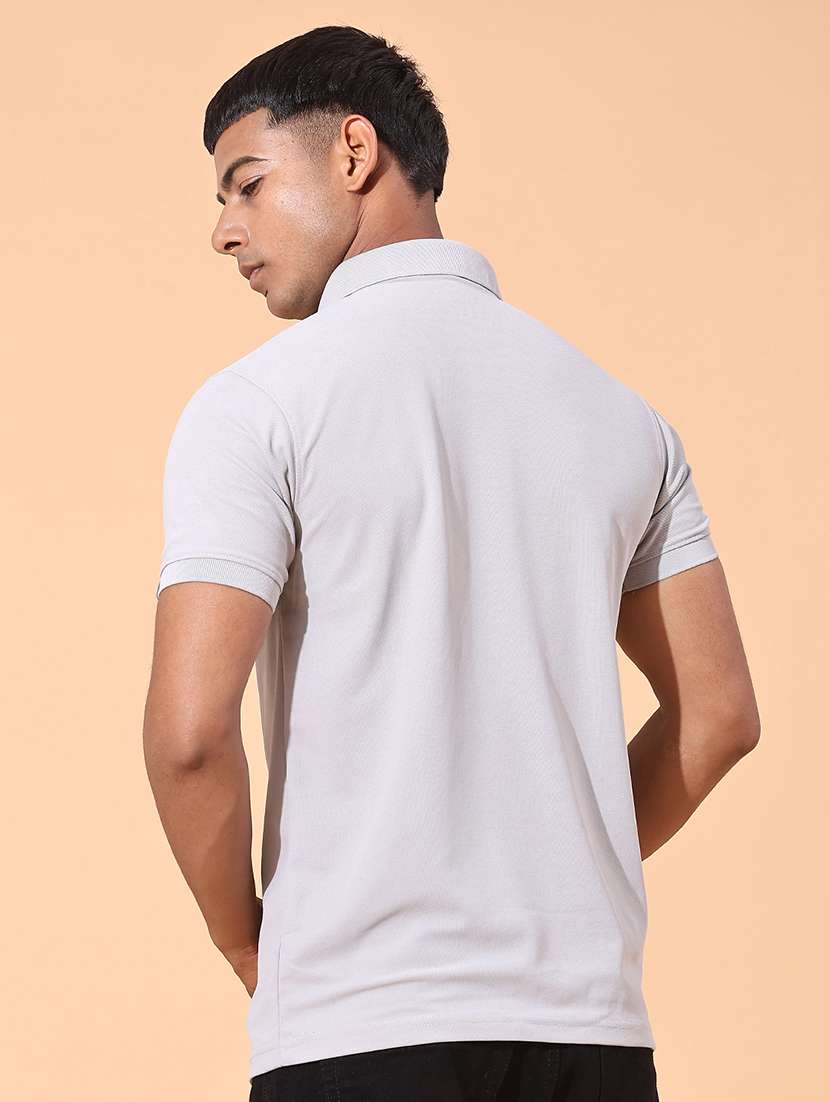grey cotton blend plain tshirt - 22356223 -  Standard Image - 2