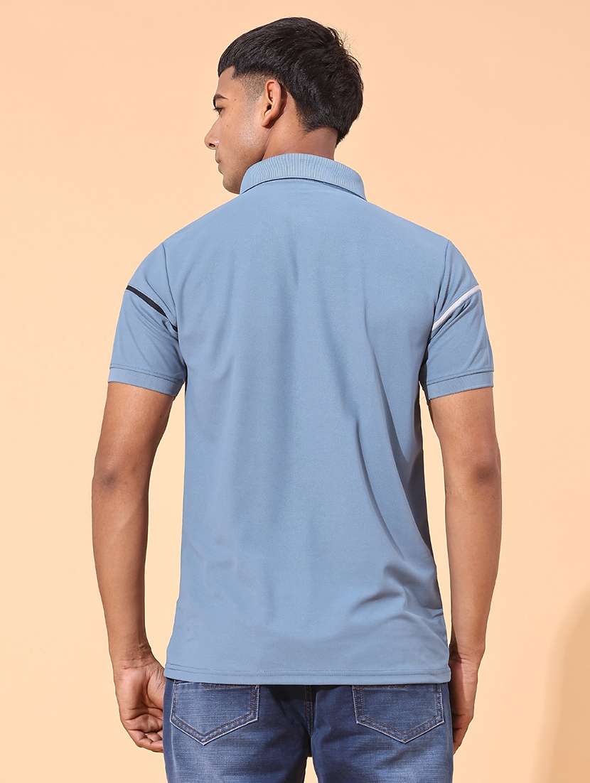 Sea Green Cotton Blend Plain Polo Tshirt - 22356226 -  Standard Image - 2