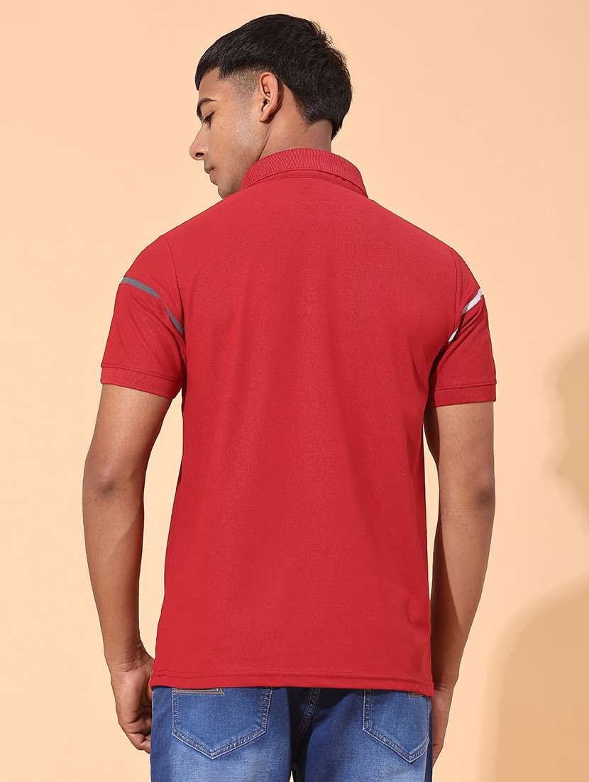 Maroon Cotton Blend Plain Polo Tshirt - 22356227 -  Standard Image - 2