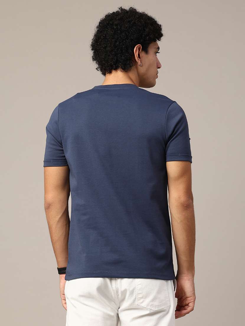 navy blue cotton blend plain tshirt - 22356254 -  Standard Image - 2