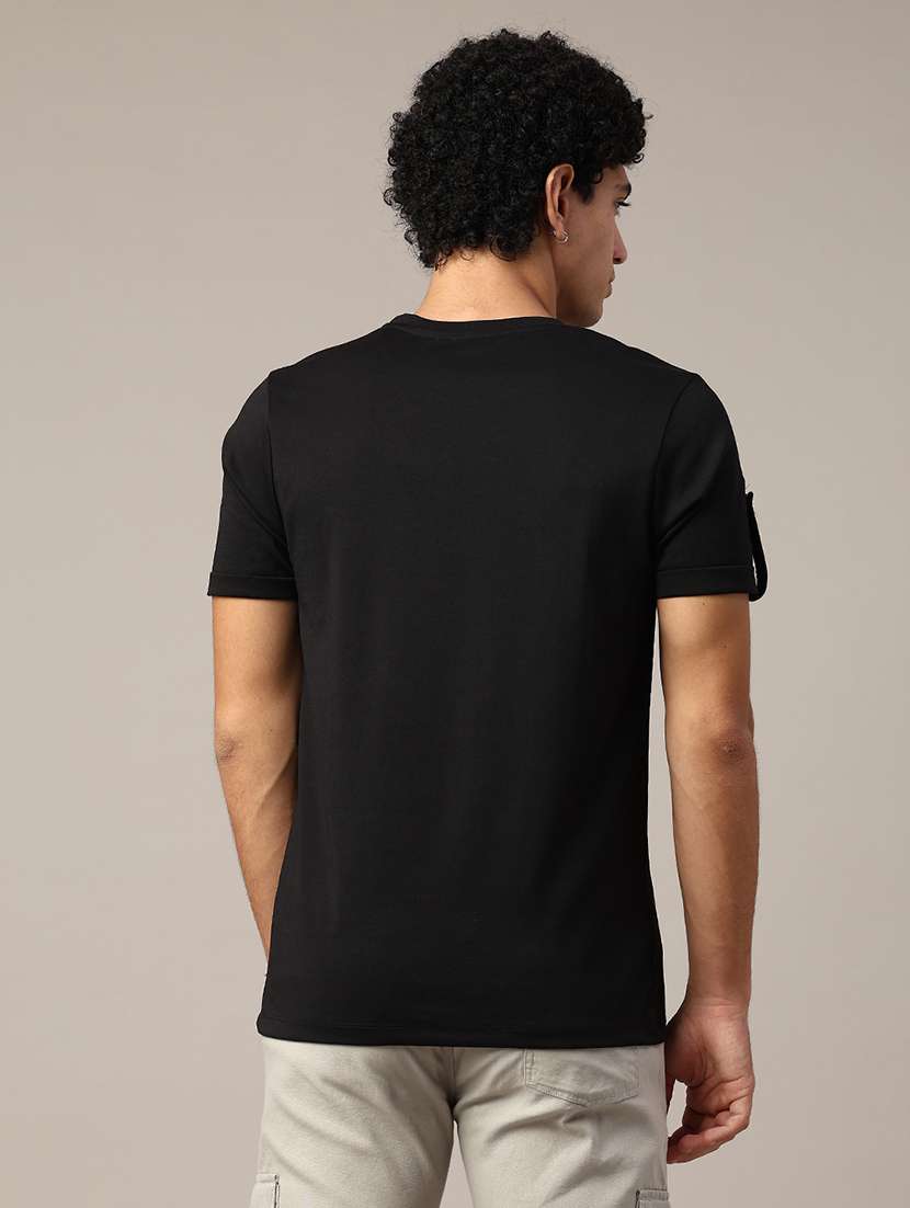 black cotton blend plain tshirt - 22356257 -  Standard Image - 2