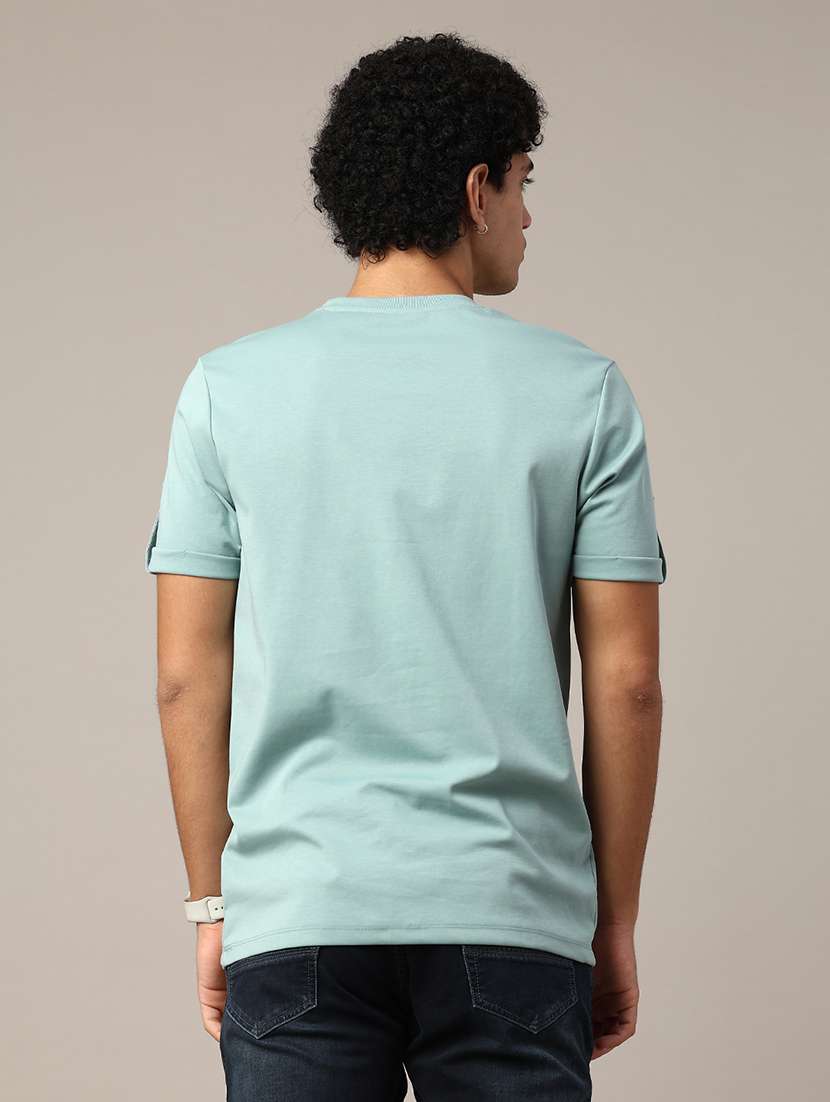 sea green cotton blend plain tshirt - 22356258 -  Standard Image - 2
