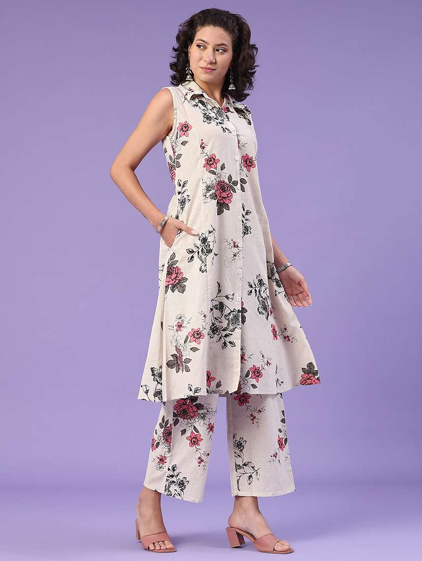 cream cotton top and trouser set coord - 22356303 -  Standard Image - 2