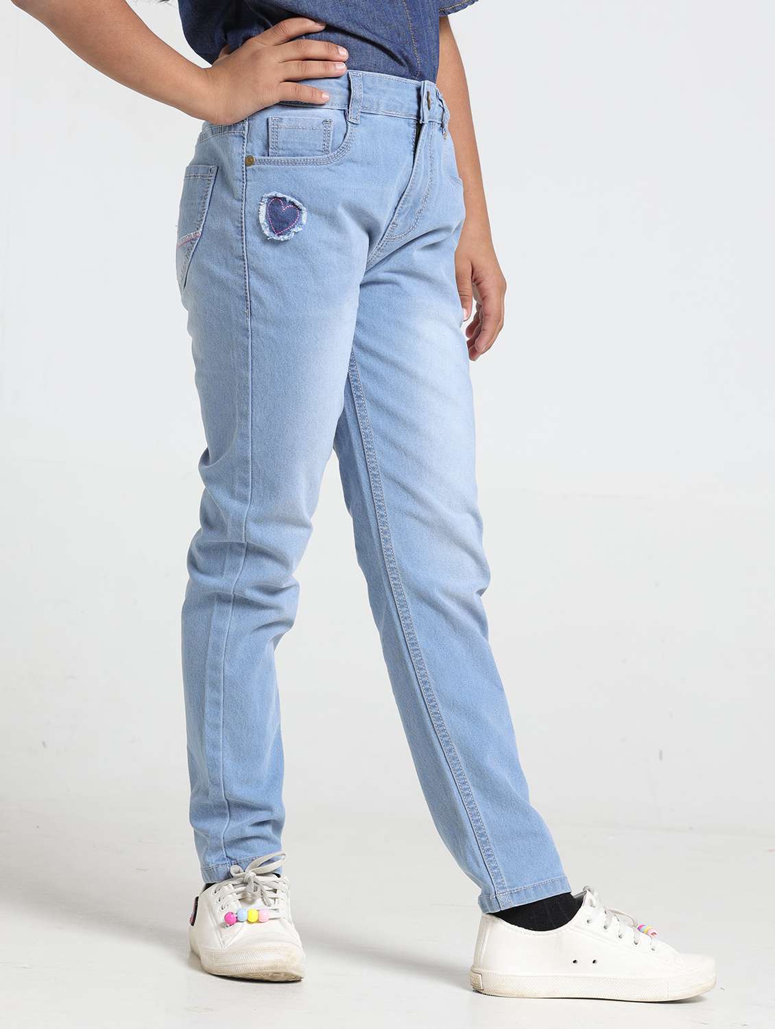 girls solid mid rise slim fit jean - 22356419 -  Standard Image - 2