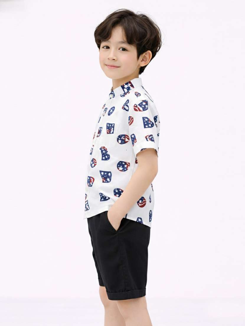 boys printed shirt and short set - 22356590 -  Standard Image - 2