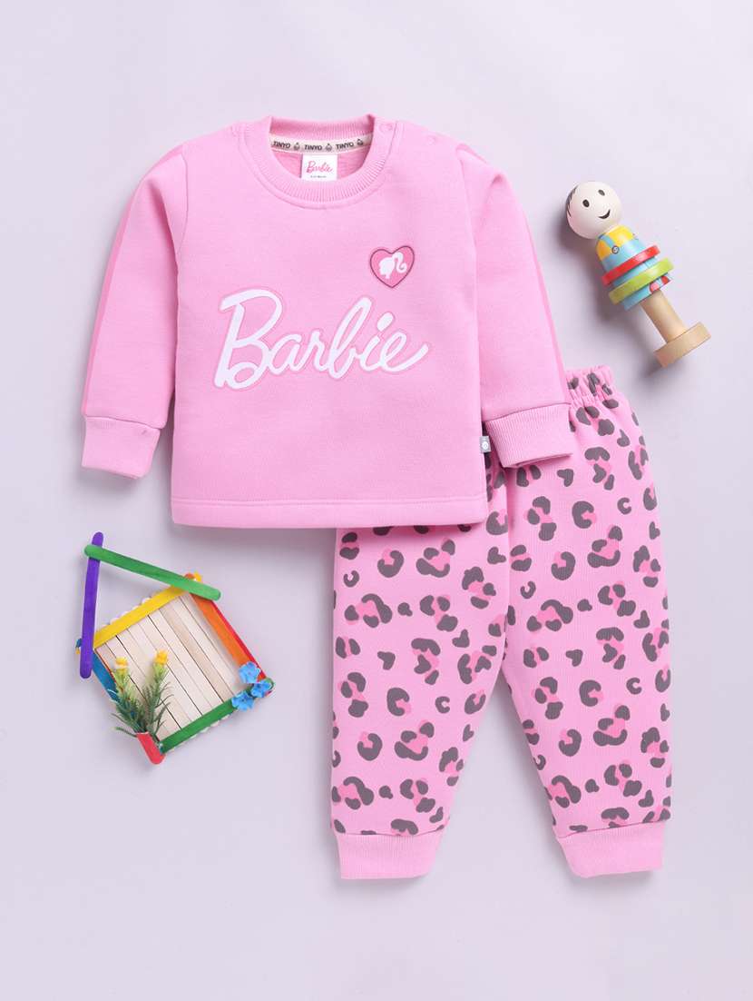 girls printed long sleeve full length set
