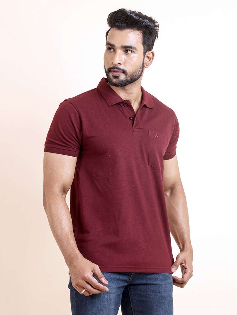 men solid short sleeve polo t-shirt - 22357015 -  Standard Image - 2