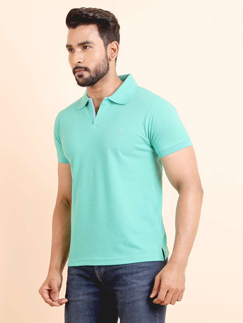 men solid short sleeve polo t-shirt - 22357020 -  Standard Image - 2
