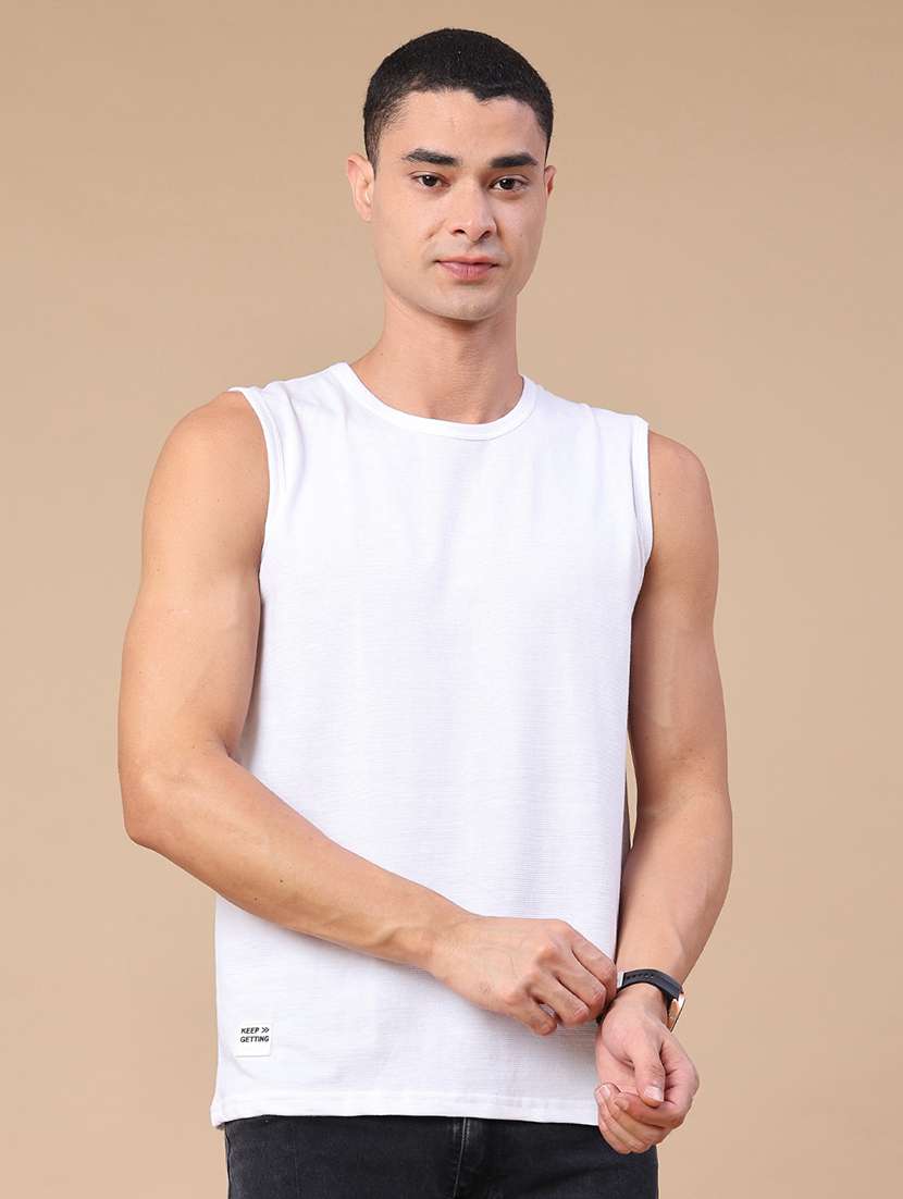 men solid sleeveless vest - 22357100 -  Standard Image - 2